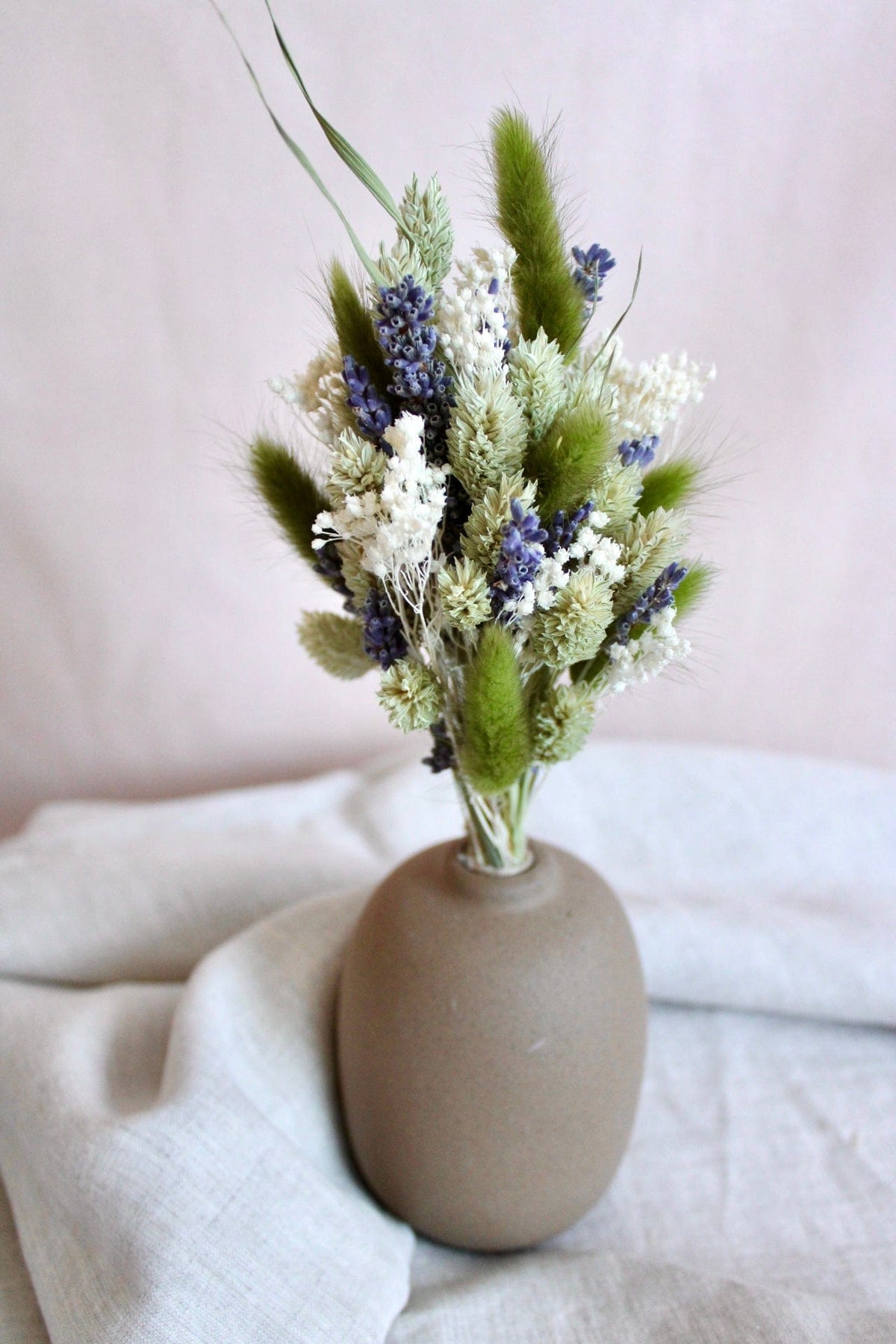 Vasenglück Trockenblumen Kleiner Trockenblumenstrauss „Lavendel-Liebe“ | Grün & Creme