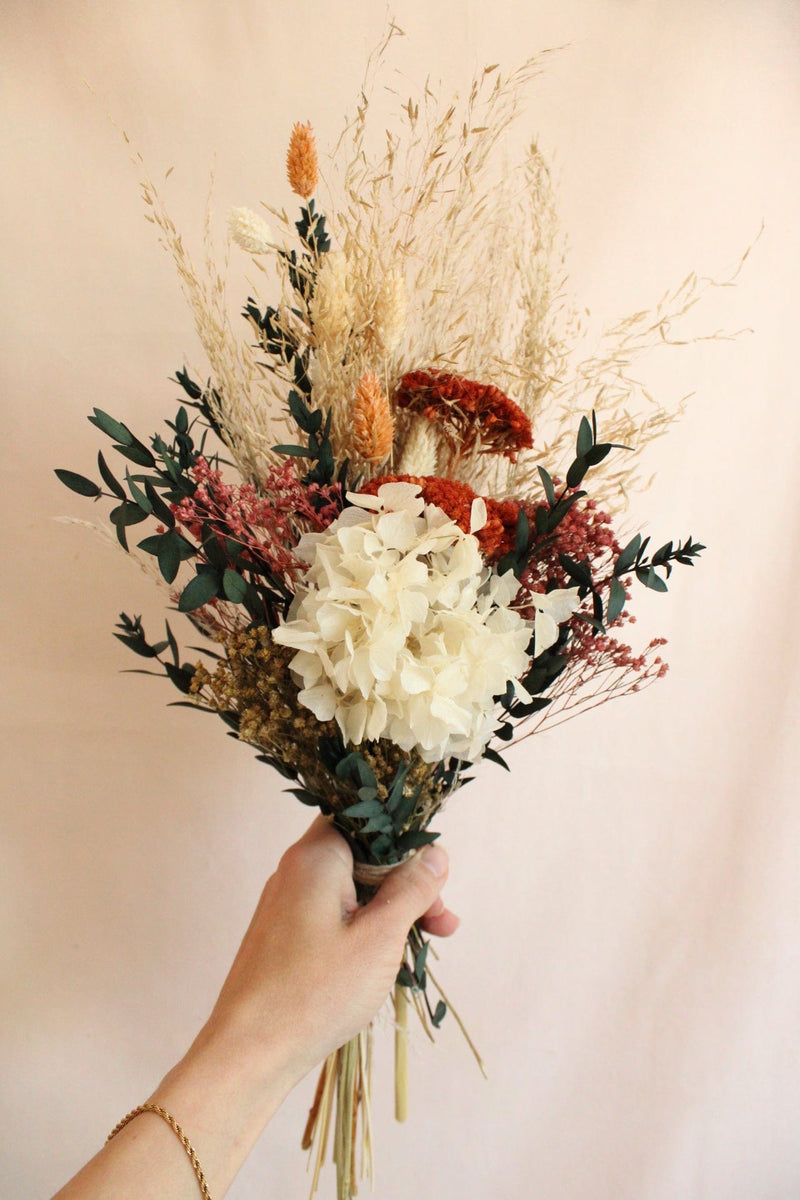 Vasenglück Trockenblumen Strauß ohne Vase Trockenblumenstrauss „No. 81“ mit weißer Hortensie & Eukalyptus