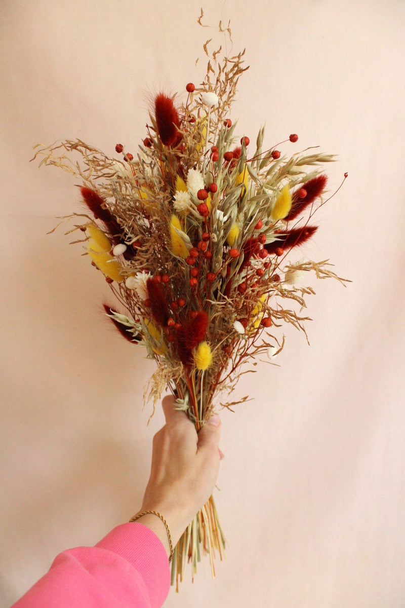 Vasenglück Trockenblumen Strauß ohne Vase Trockenblumenstrauss „No. 83“ aus Gräsern in Gelb & Orange