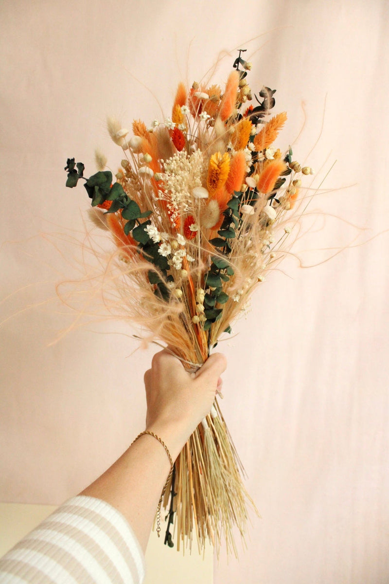 Vasenglück Trockenblumen Strauß ohne Vase Trockenblumenstrauss „No. 93“ in Orange & Creme mit Glixia