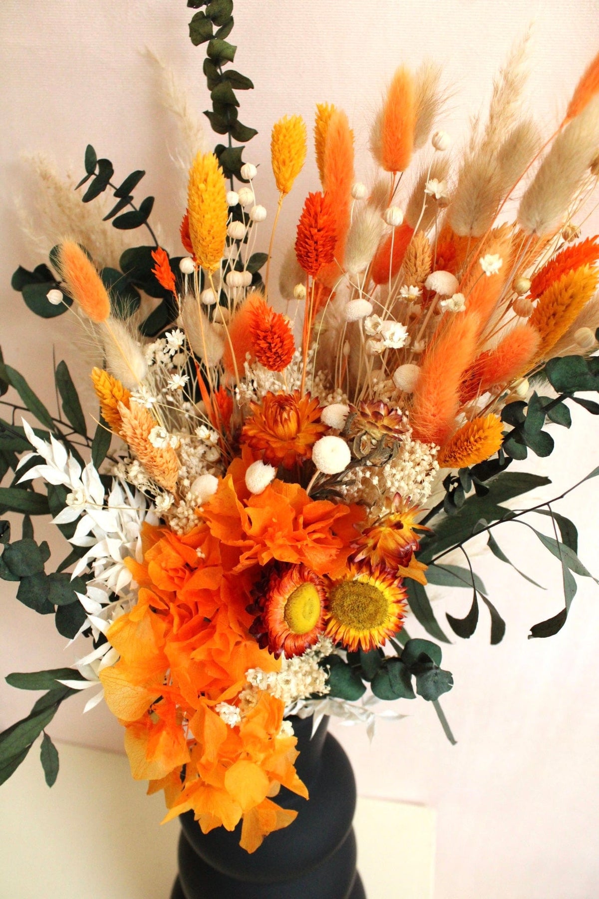 Vasenglück Trockenblumen Trockenblumenstrauss „No. 94“ in Orange & Creme mit Hortensie