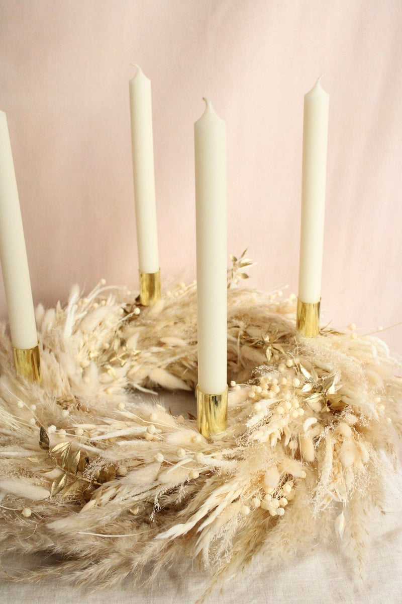 Vasenglück Trockenblumenkranz PRE-ORDER | Adventskranz Trockenblumen | Boho Pampasgras Gold