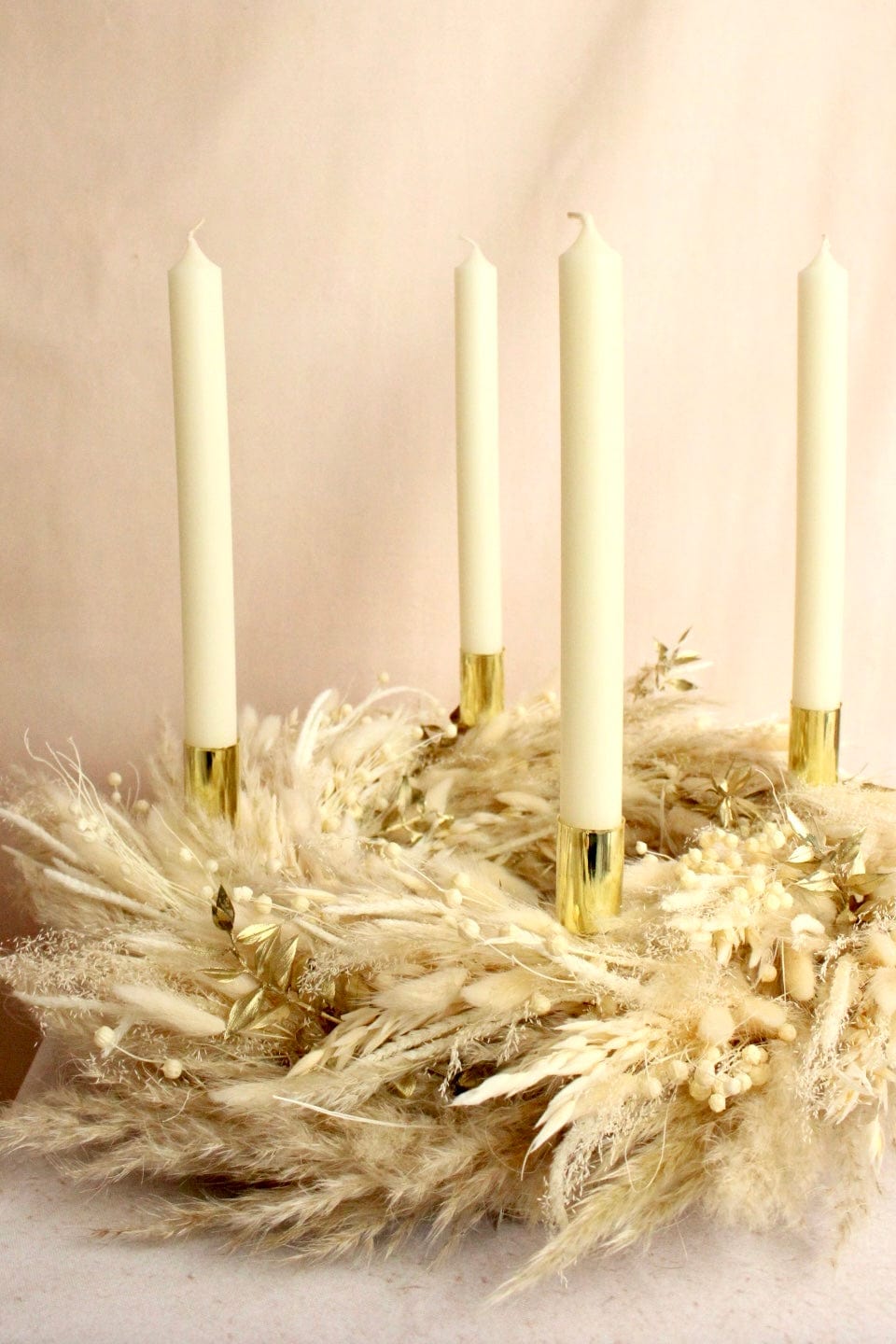 Vasenglück Trockenblumenkranz PRE-ORDER | Adventskranz Trockenblumen | Boho Pampasgras Gold
