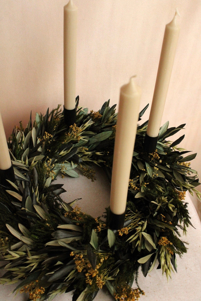 Vasenglück Trockenblumenkranz PRE-ORDER | Adventskranz Trockenblumen | Olivenzweige Dunkelgrün