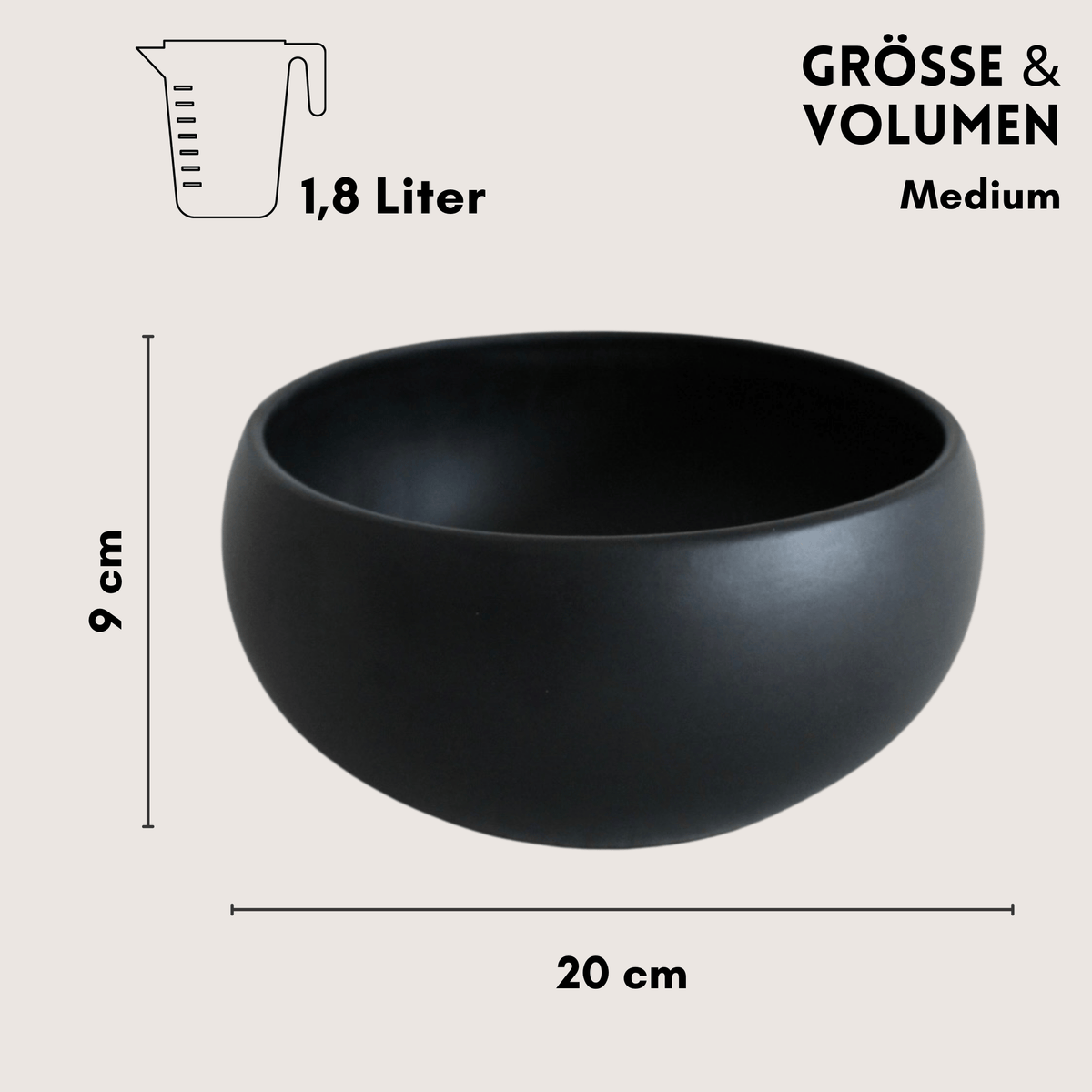 hej.mo Napf / Schale Hundenapf MOLLY aus Keramik | Schwarz | Medium 1,8 Liter