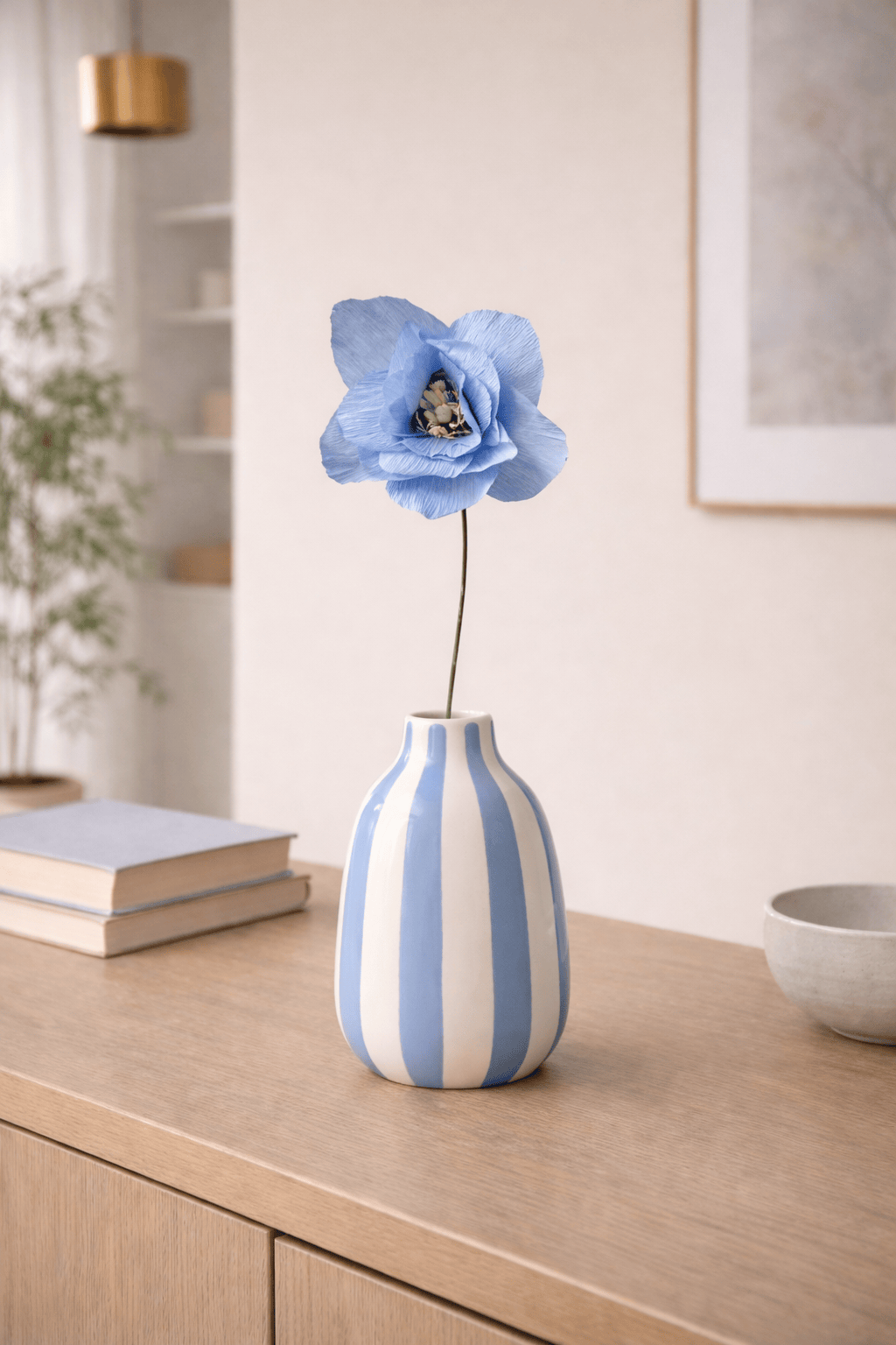 Vasenglück Papierblumen Papierblume | Mohn | Hellblau