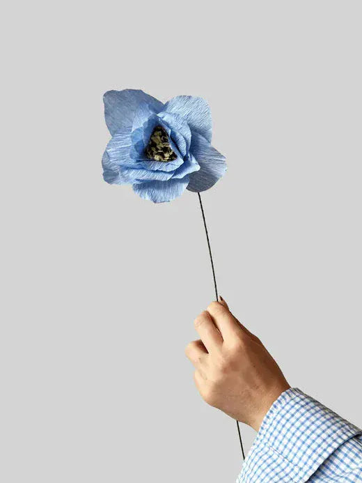 Vasenglück Papierblumen Papierblume | Mohn | Hellblau