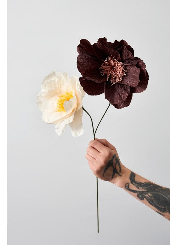 Papierblumen aus Krepp - Rose Braun