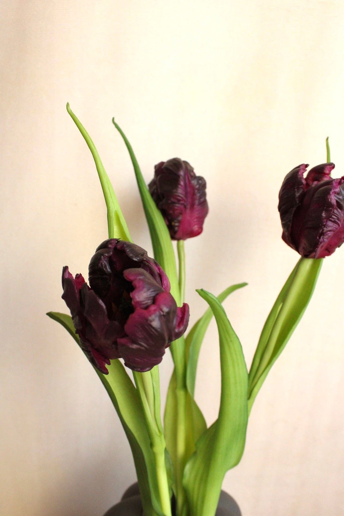 Vasenglück Seidenblume Kunstblume Kleine Papageien Tulpe | Aubergine