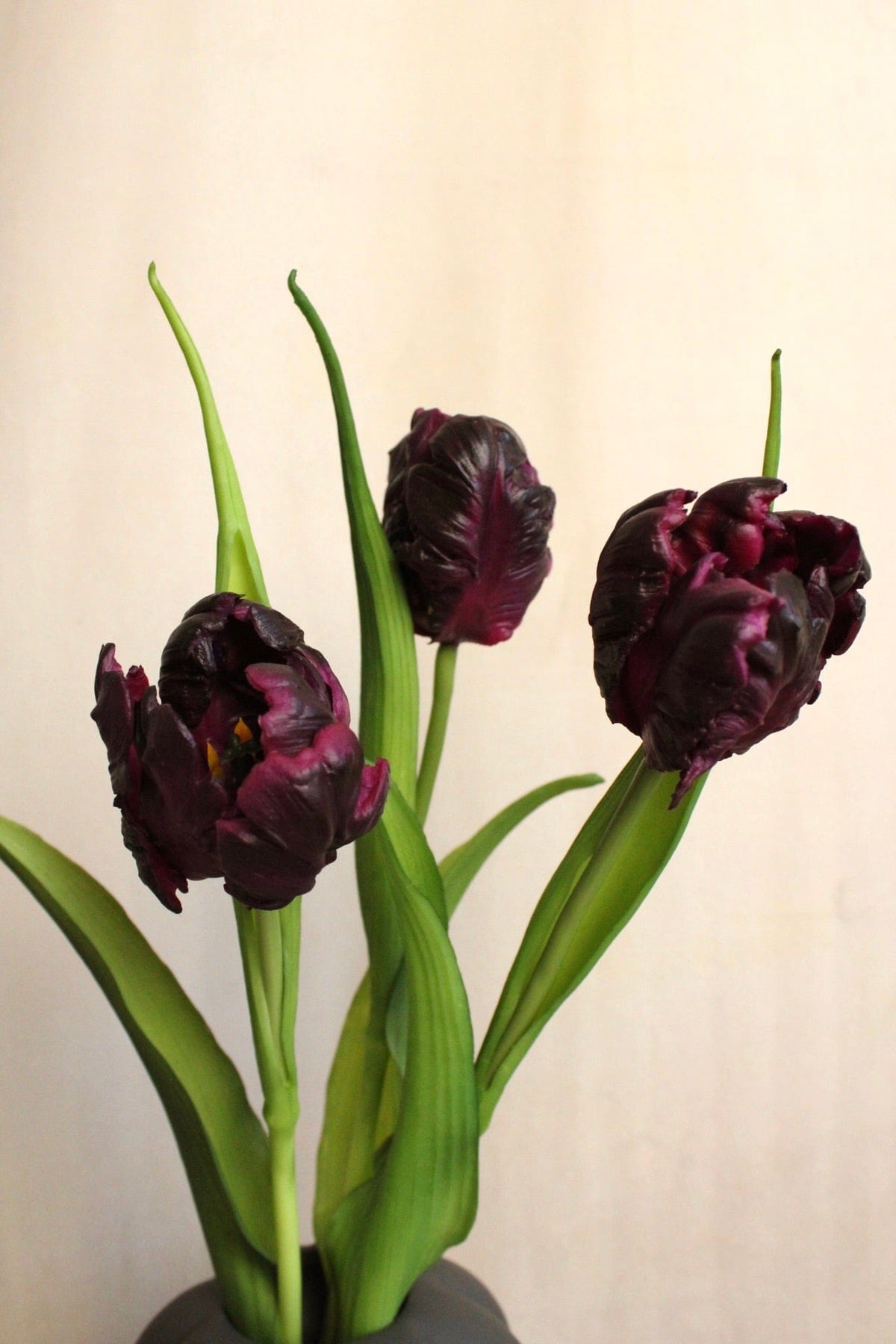 Vasenglück Seidenblume Kunstblume Kleine Papageien Tulpe | Aubergine