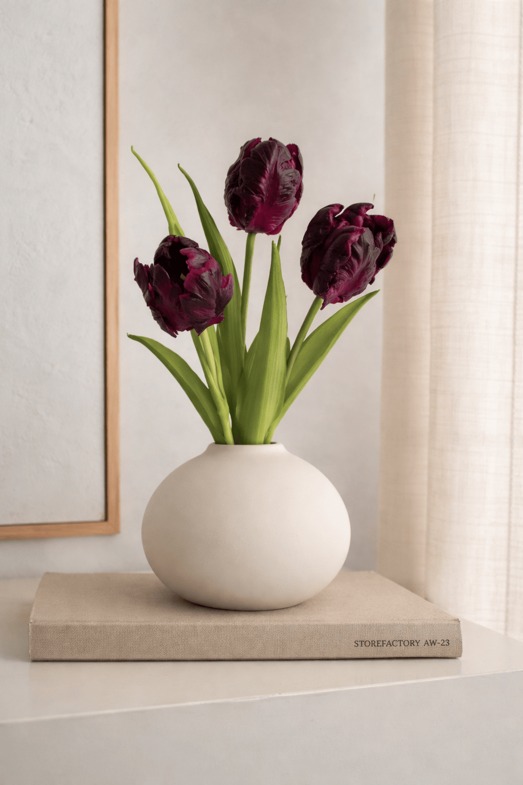 Vasenglück Seidenblume Kunstblume Kleine Papageien Tulpe | Aubergine