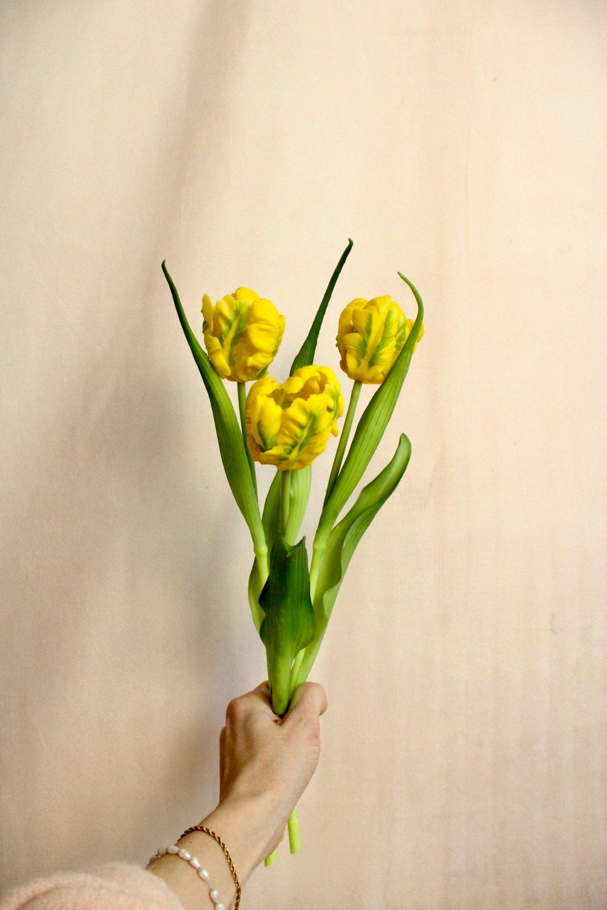 Vasenglück Seidenblume Kunstblume Kleine Papageien Tulpe | Gelb