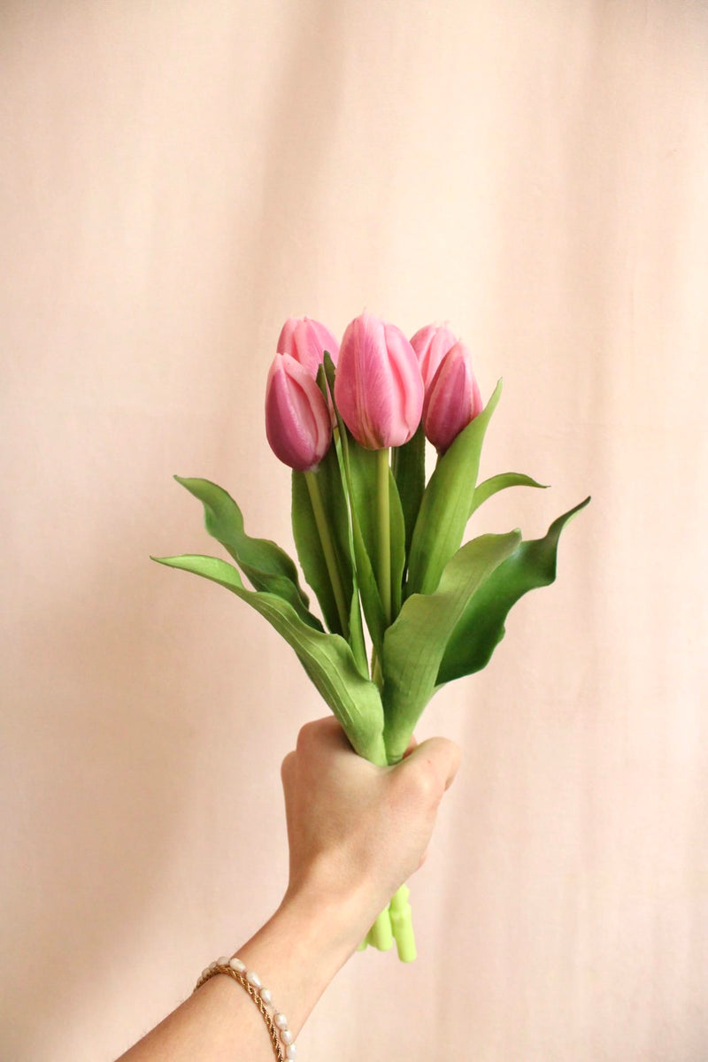 Vasenglück Seidenblume Kunstblume Kleine Tulpe | Rosa/Violett
