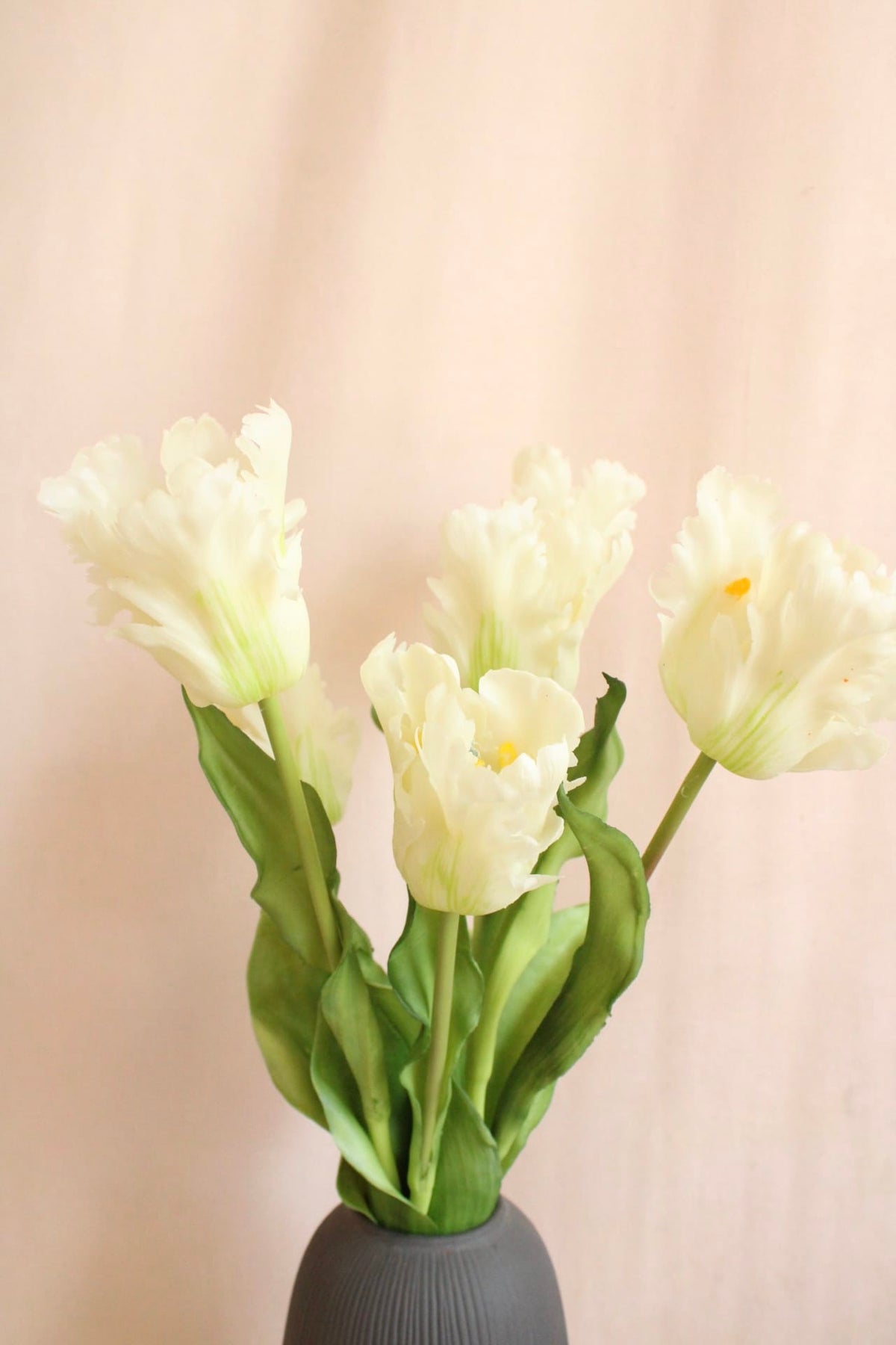 Vasenglück Seidenblume Kunstblume Papageien Tulpe | Cremeweiss