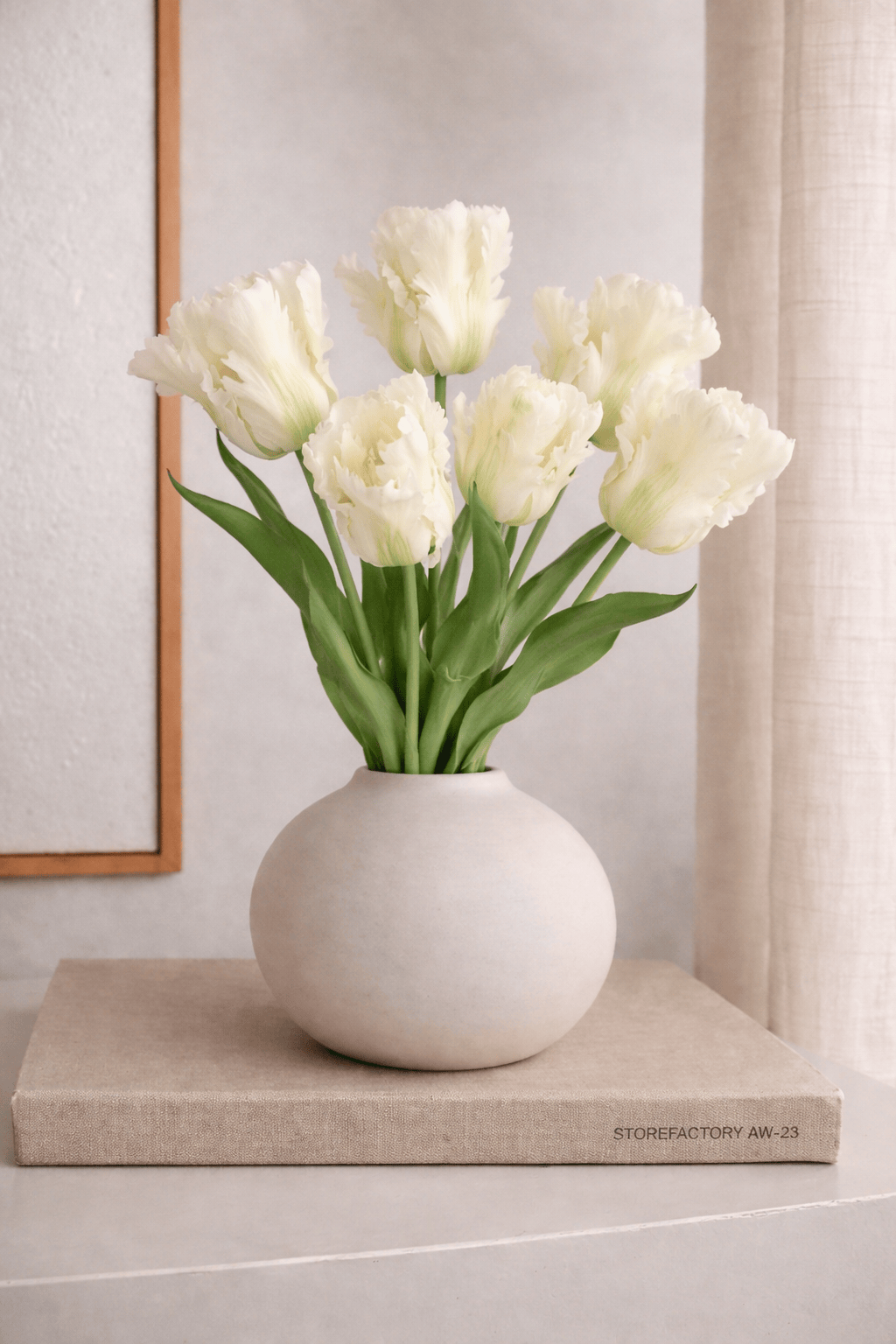 Vasenglück Seidenblume Kunstblume Papageien Tulpe | Cremeweiss