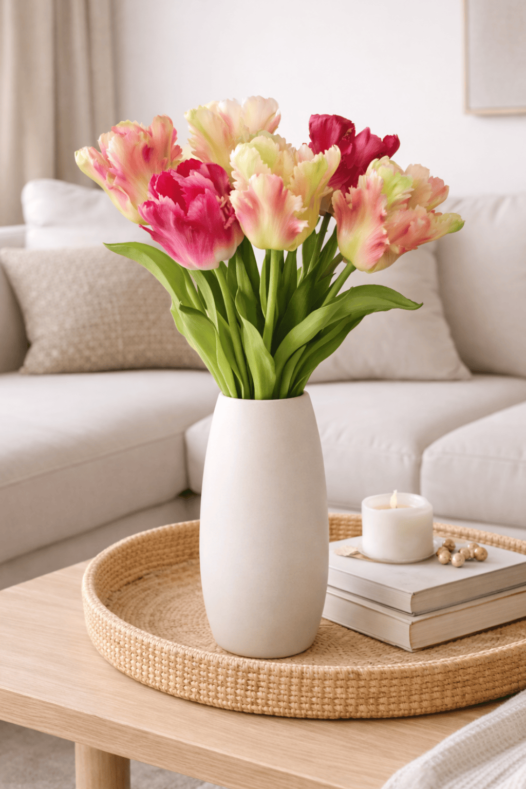 Vasenglück Seidenblume Kunstblume Papageien Tulpe | Pink Rosé Mix