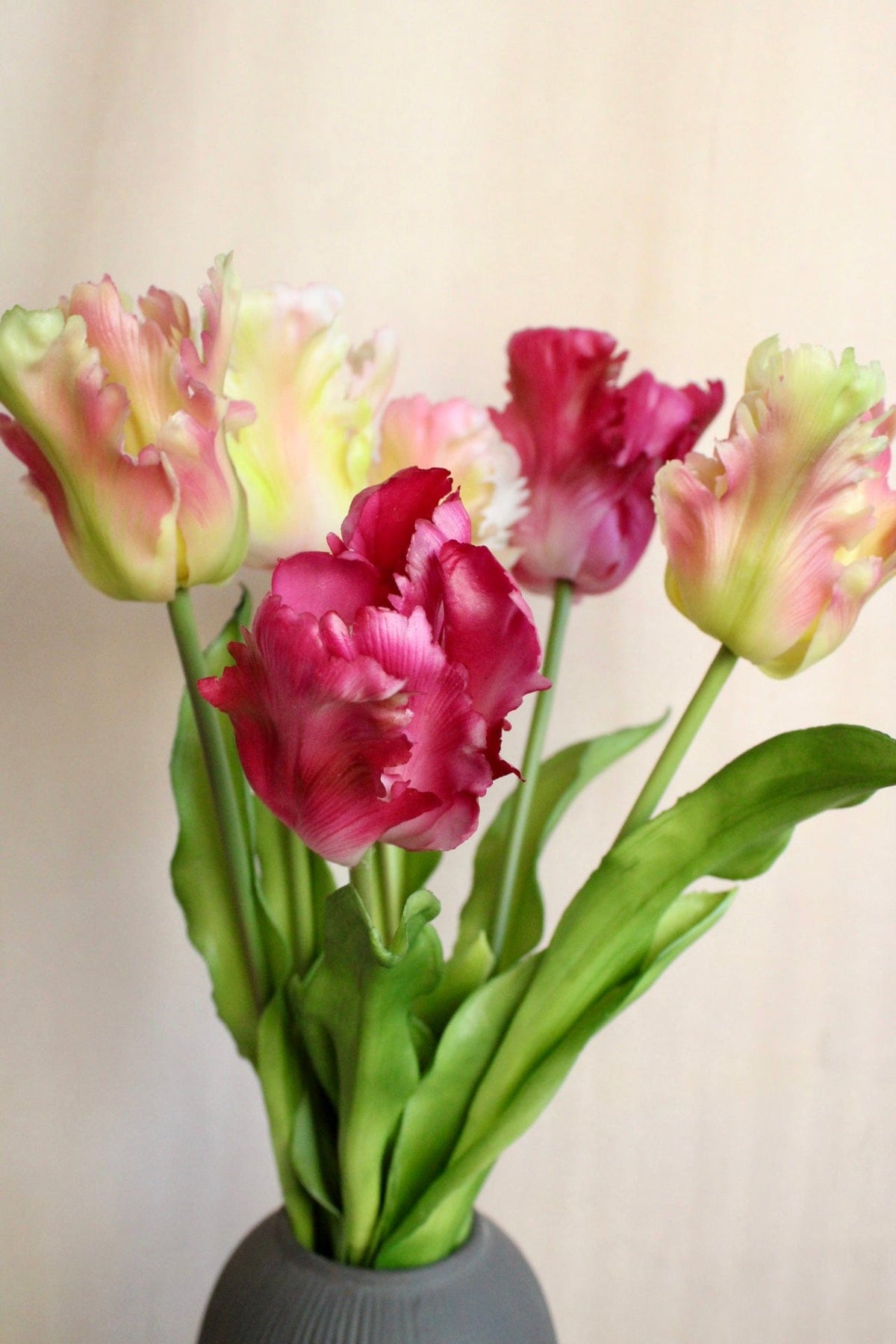 Vasenglück Seidenblume Kunstblume Papageien Tulpe | Pink Rosé Mix