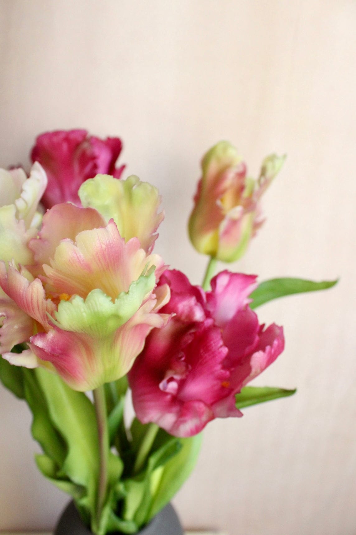 Vasenglück Seidenblume Kunstblume Papageien Tulpe | Pink Rosé Mix