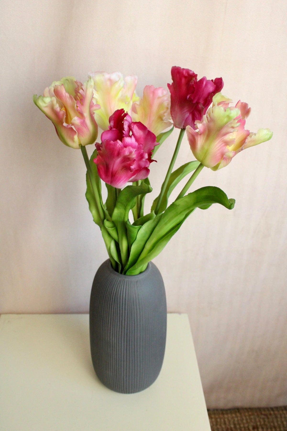 Vasenglück Seidenblume Kunstblume Papageien Tulpe | Pink Rosé Mix