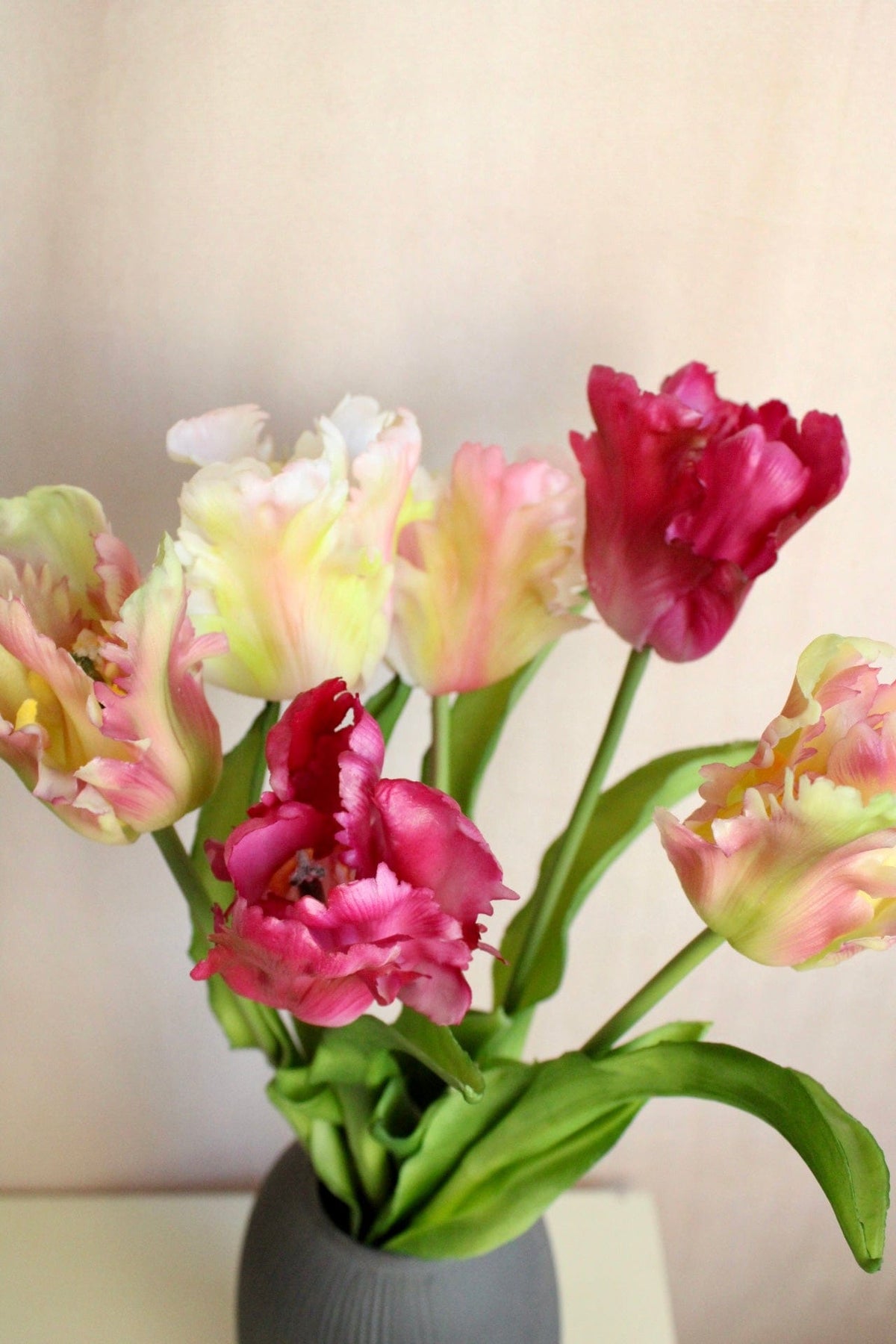 Vasenglück Seidenblume Kunstblume Papageien Tulpe | Pink Rosé Mix