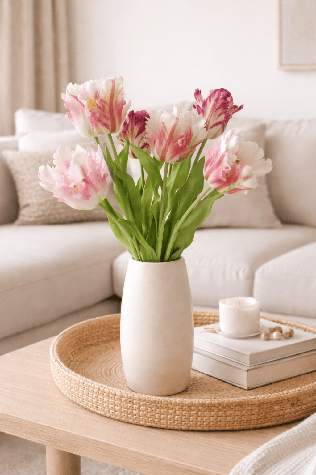 Vasenglück Seidenblume Kunstblume Papageien Tulpe | Rosé Mix