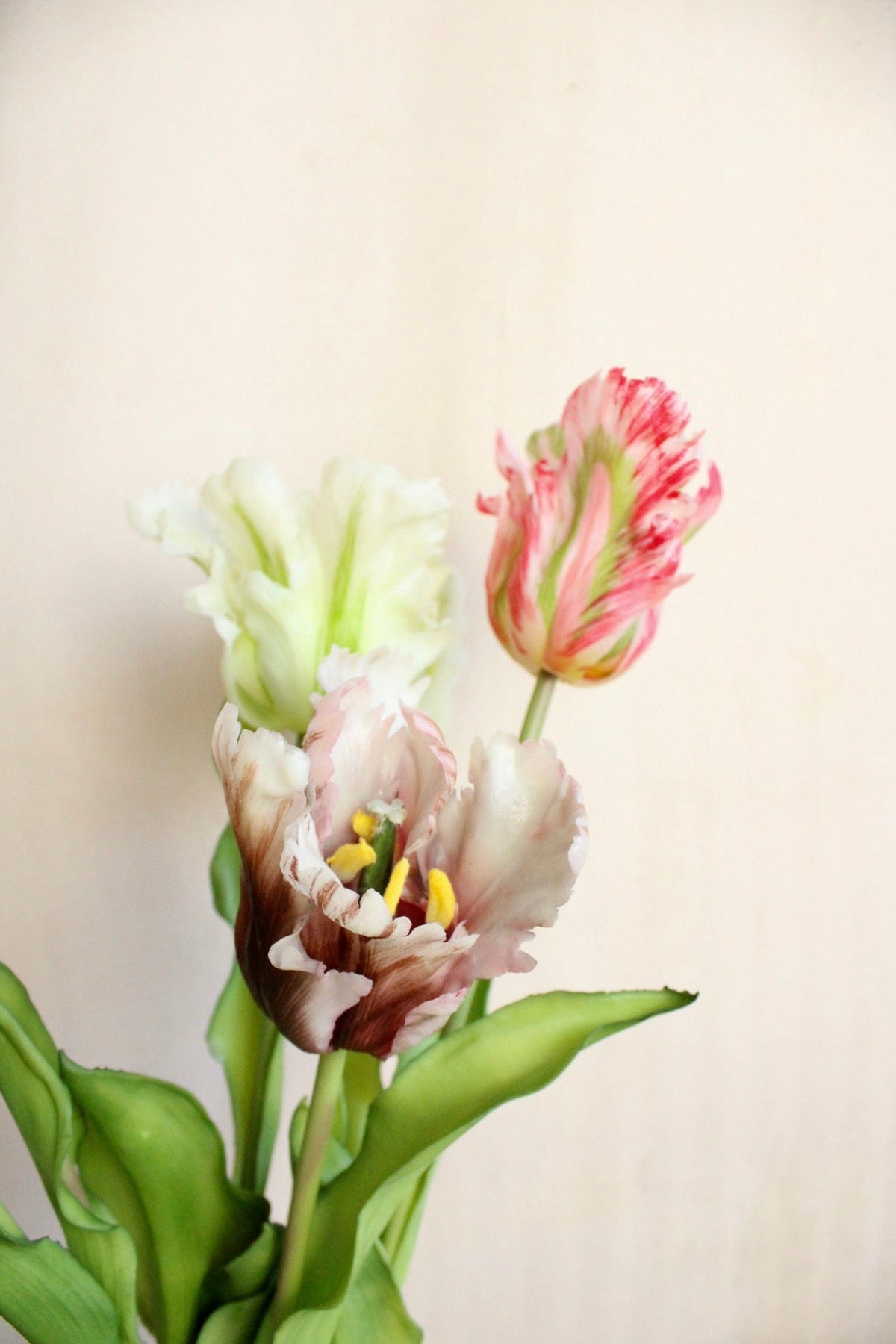 Vasenglück Seidenblume Kunstblume Papageien Tulpe | Weiß Beere Mix