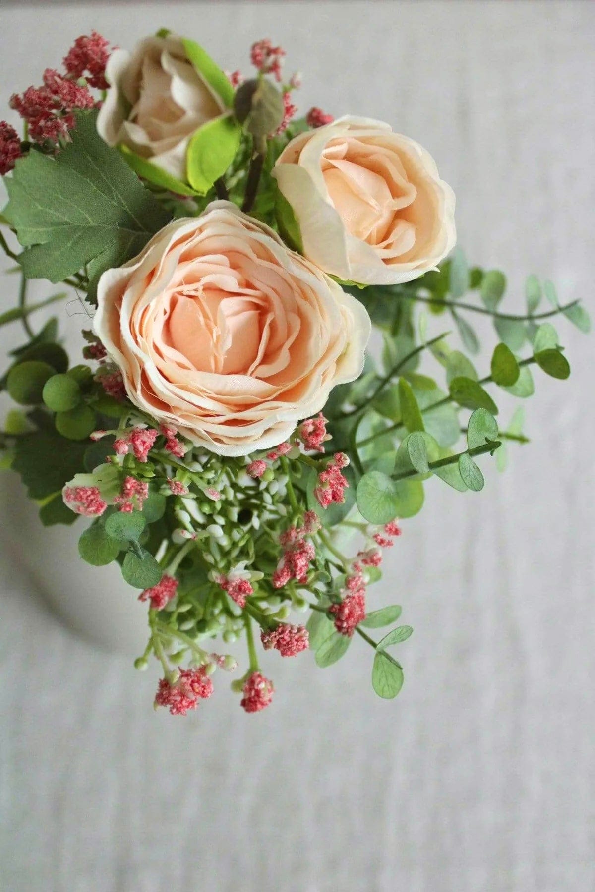 Vasenglück Seidenblume Kunstblumenstrauss „Happy Rosie“ | Rosa Grün