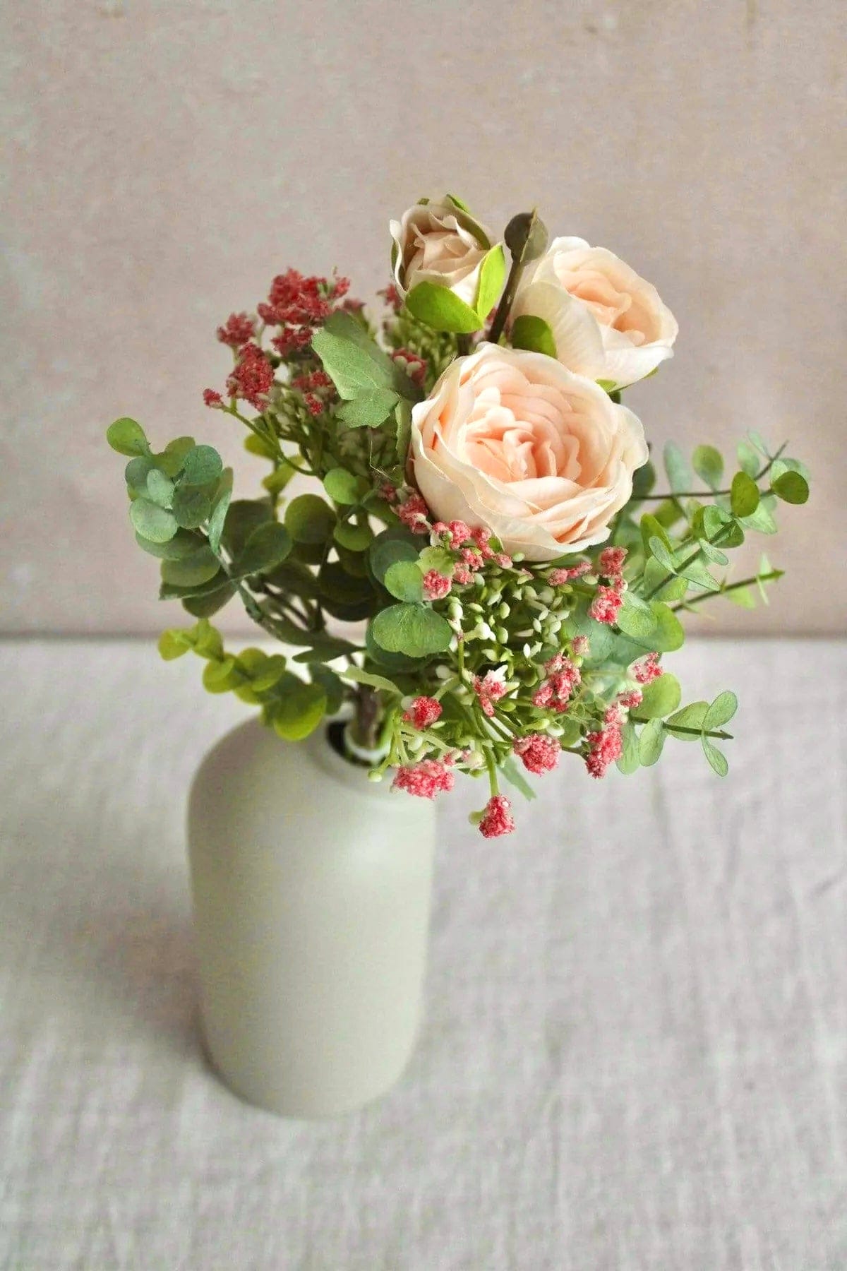 Vasenglück Seidenblume Kunstblumenstrauss „Happy Rosie“ | Rosa Grün