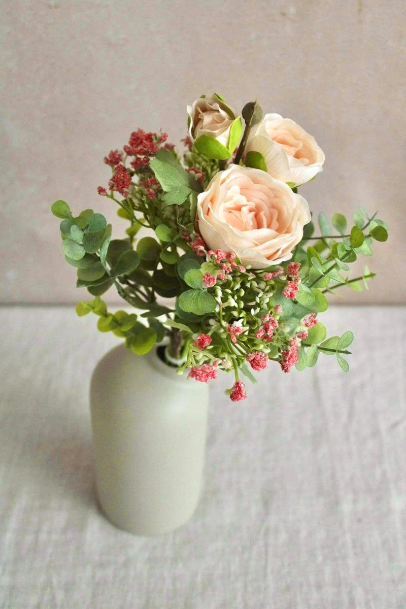 Vasenglück Seidenblume Kunstblumenstrauss „Happy Rosie“ | Rosa Grün