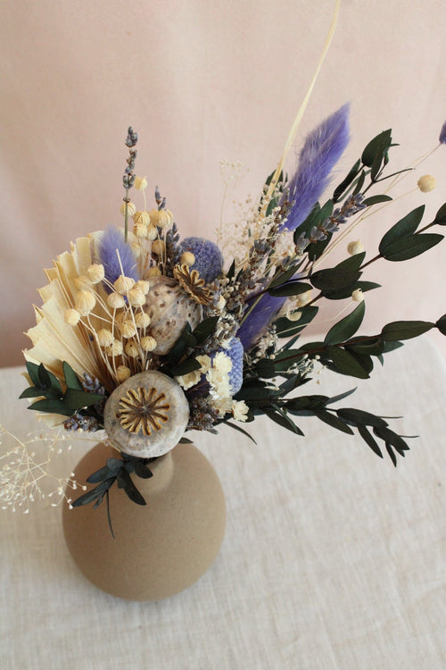 Vasenglück Sets Set aus Mini-Trockenblumenstrauß & Vase - Purple Love
