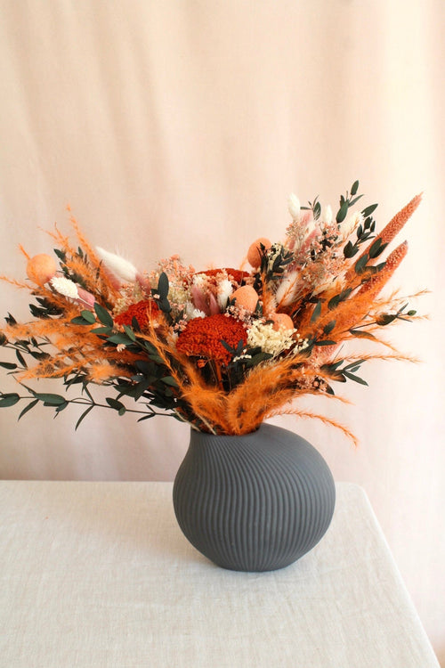 Vasenglück Sets Set aus Trockenblumenstrauß & Vase - Eucalyptus Sunrise