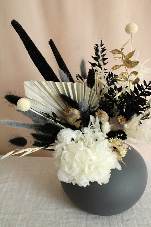 Vasenglück Sets Set aus Trockenblumenstrauß & Vase - Grey Elegance