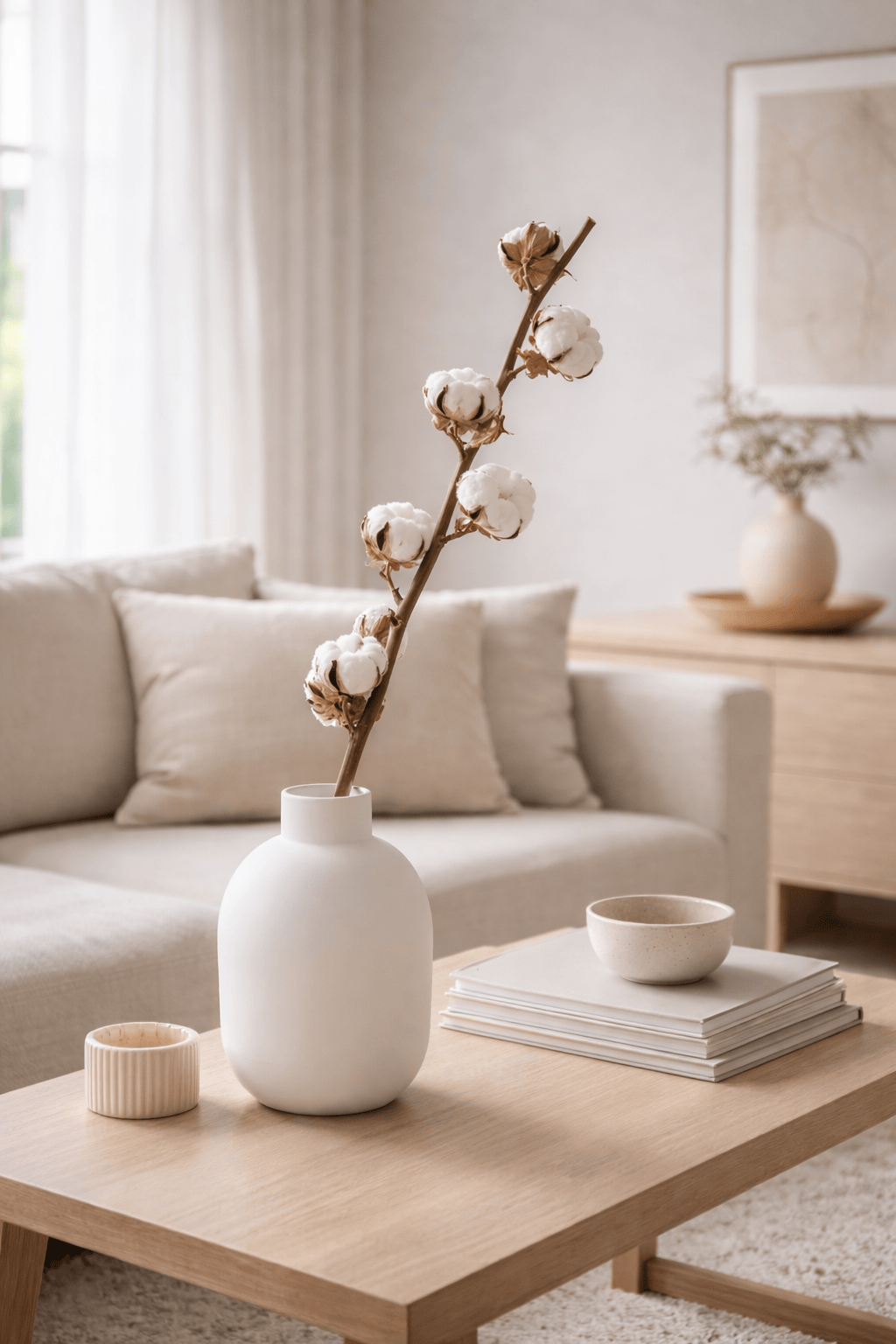 Vasenglück Trockenblumen Baumwolle | 1 Stiel | Natur