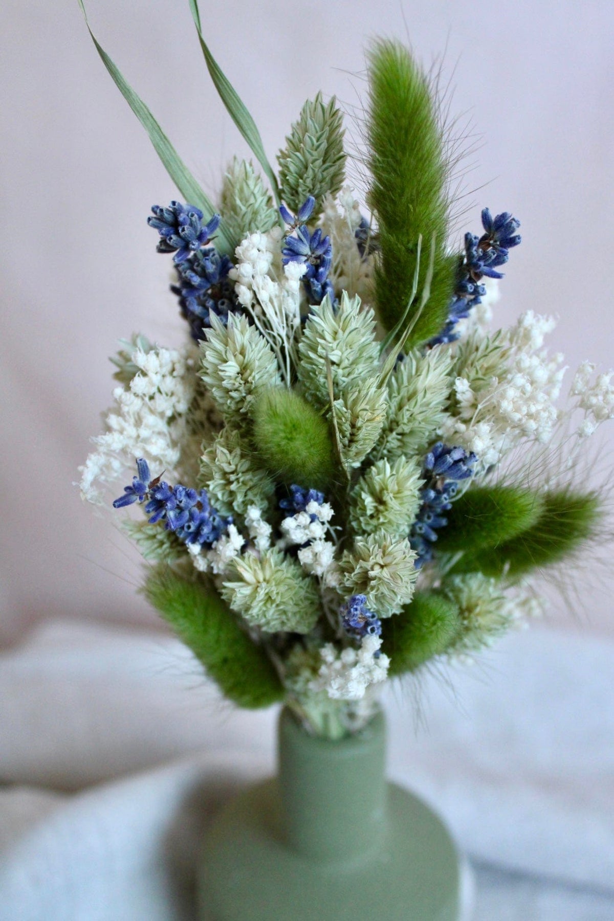 Vasenglück Trockenblumen Kleiner Trockenblumenstrauss „Lavendel-Liebe“ | Grün & Creme