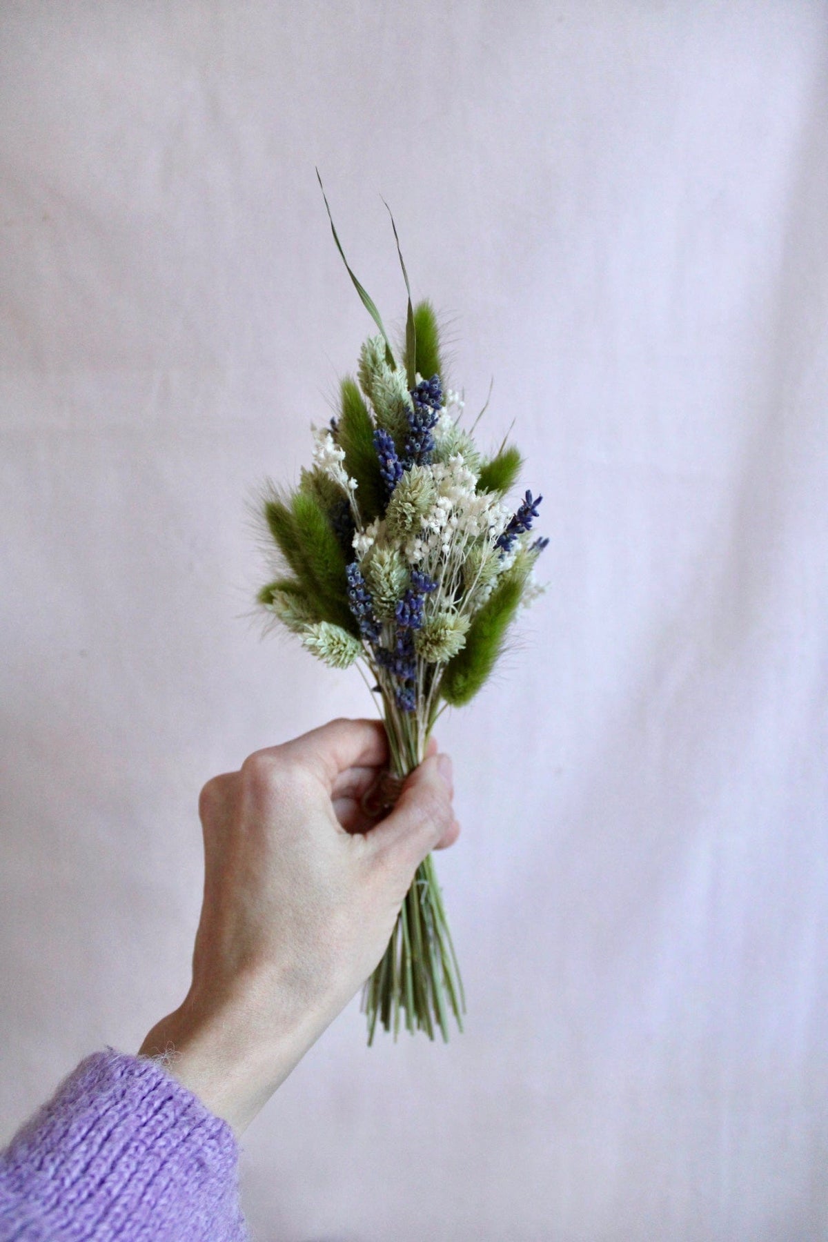 Vasenglück Trockenblumen Kleiner Trockenblumenstrauss „Lavendel-Liebe“ | Grün & Creme