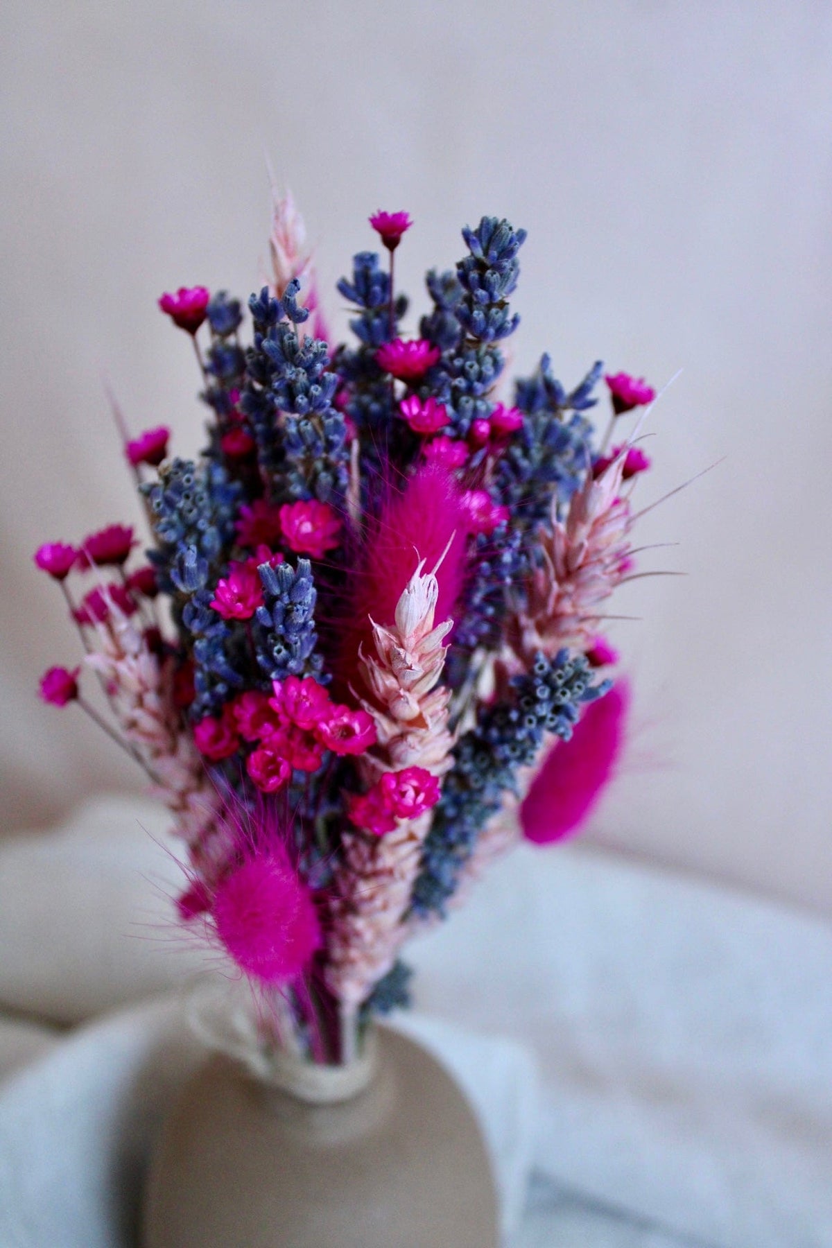 Vasenglück Trockenblumen Kleiner Trockenblumenstrauss „Lavendel-Liebe“ | Rosa & Cerise