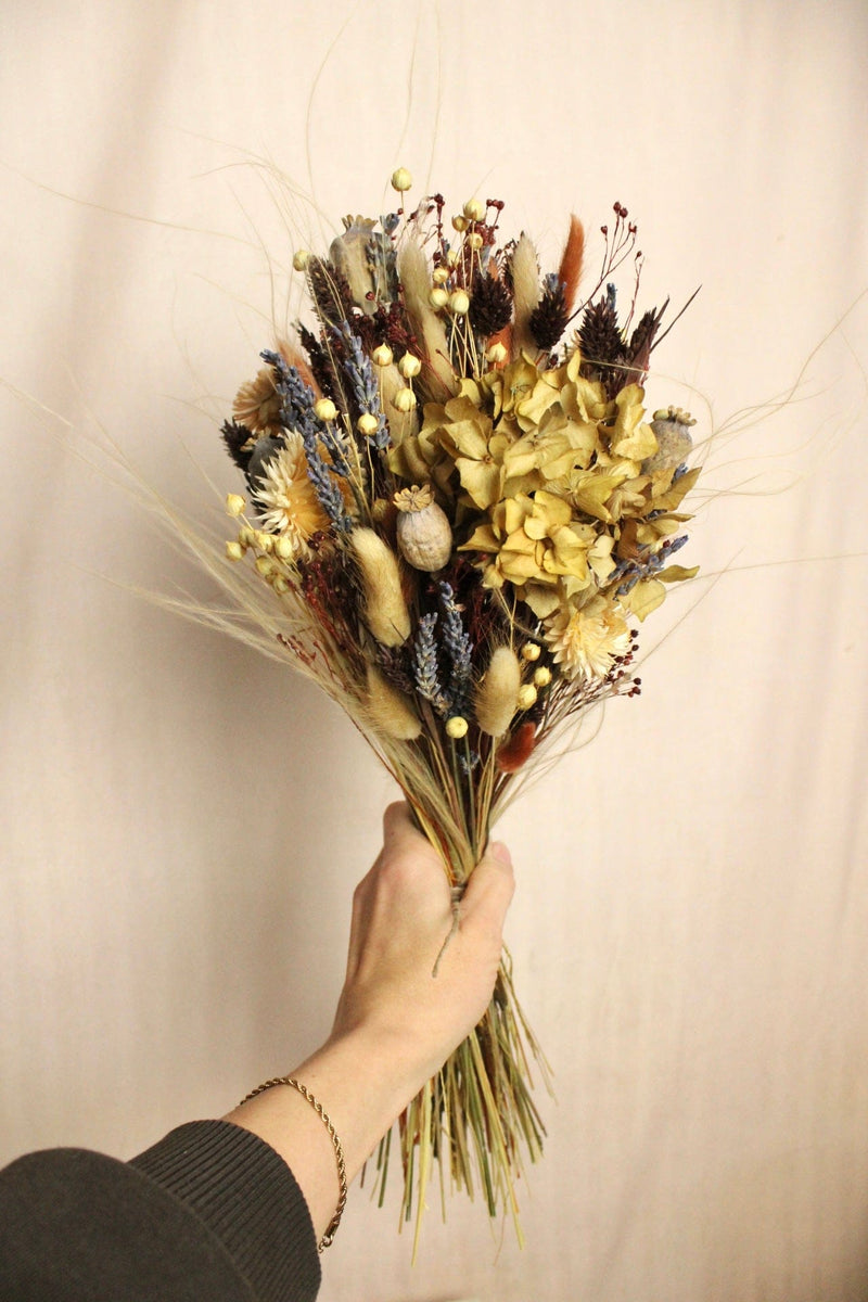Vasenglück Trockenblumen Trockenblumenstrauss „No. 115“ in Braun & Creme mit Mohn & Hortensien