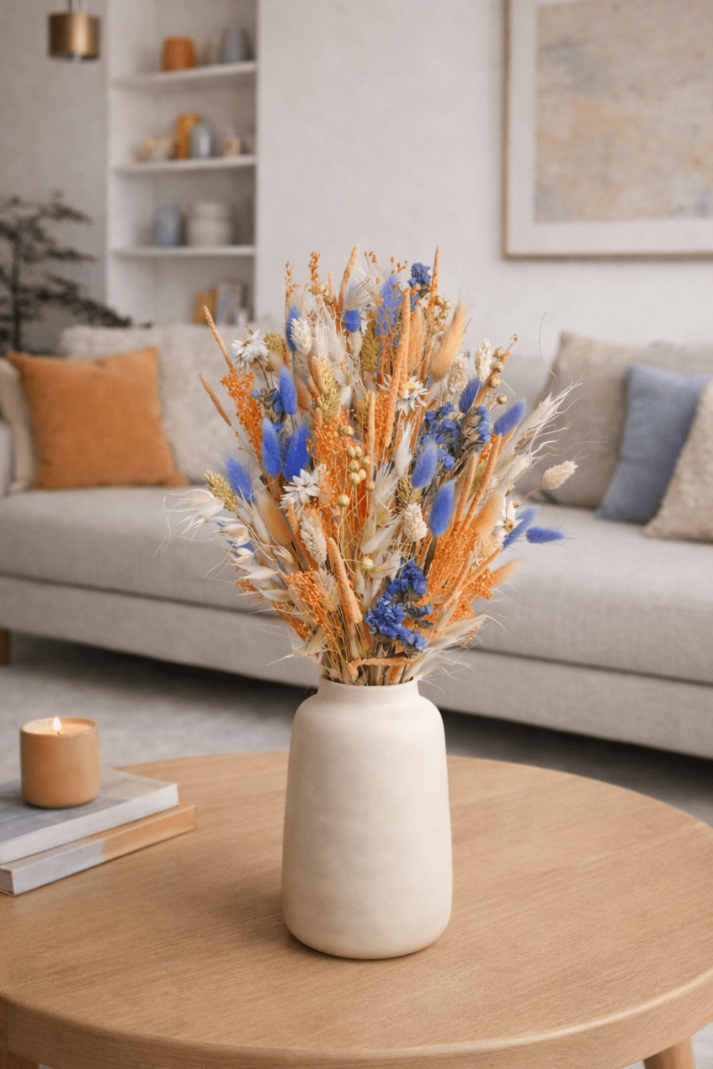 Vasenglück Trockenblumen Trockenblumenstrauss „No. 121“ in Apricot & Lila mit Strandflieder