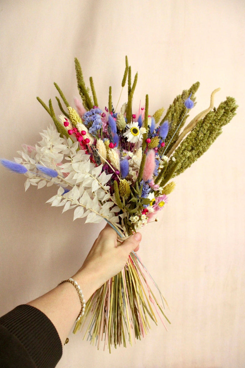 Vasenglück Trockenblumen Trockenblumenstrauss „No. 129“ Grün & Lila mit Wiesenblumen