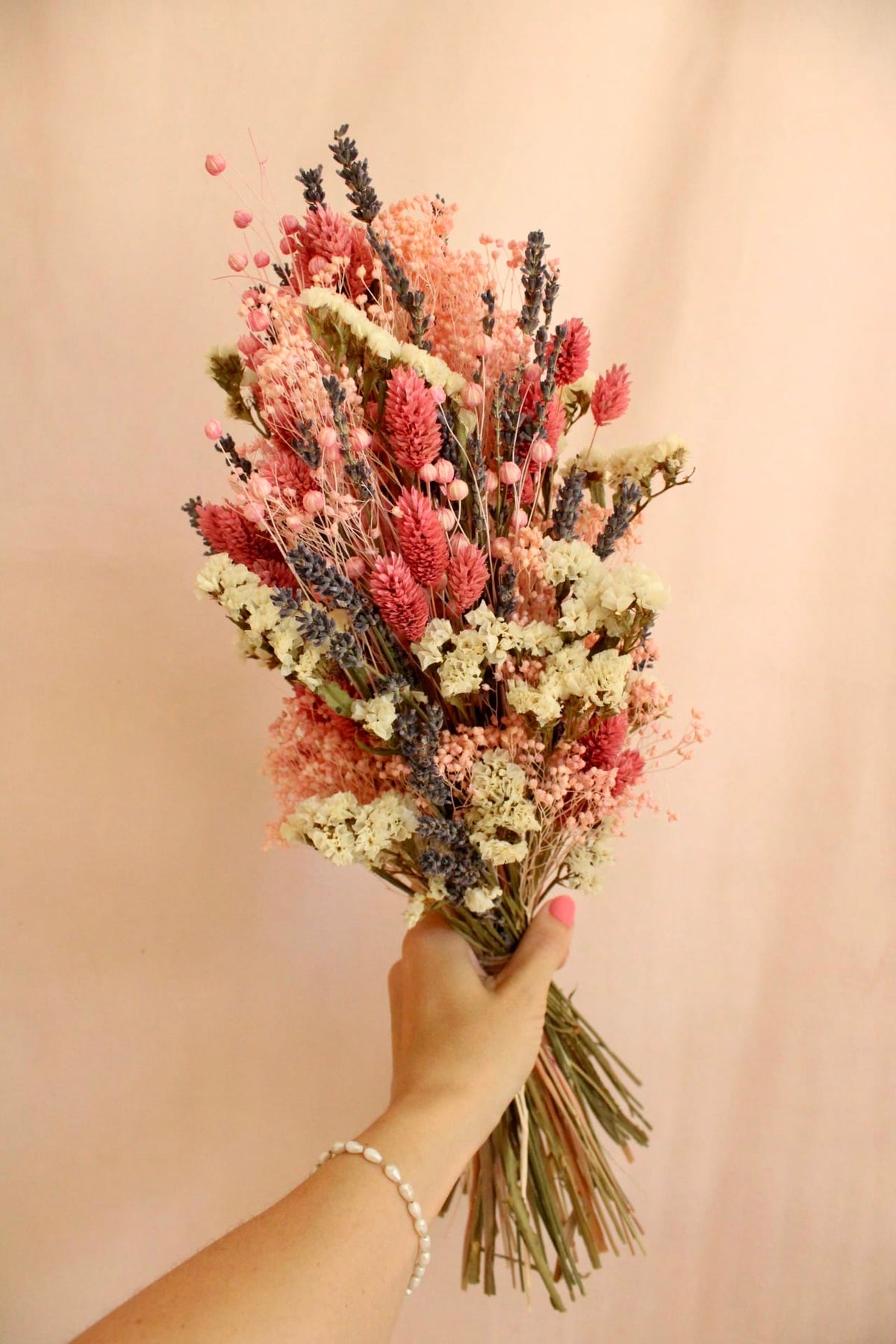 Vasenglück Trockenblumen Trockenblumenstrauss „No. 141“ in Rosa & Creme mit Lavendel & Strandflieder