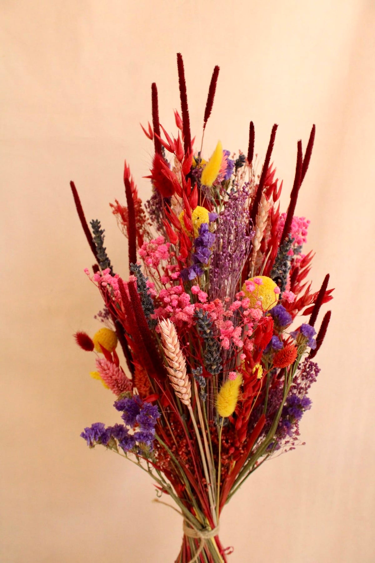 Vasenglück Trockenblumen Trockenblumenstrauss „No. 147“ Bunt mit Schleierkraut & Craspedia