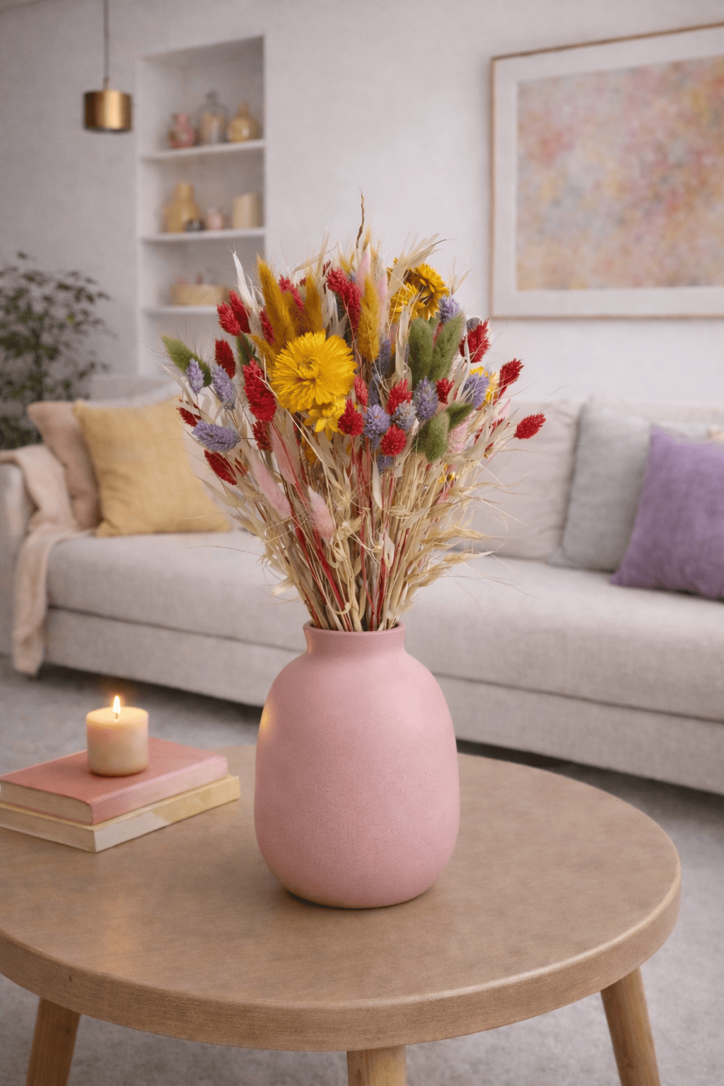 Vasenglück Trockenblumen Trockenblumenstrauss „No. 57“ Bunt mit Strohblumen