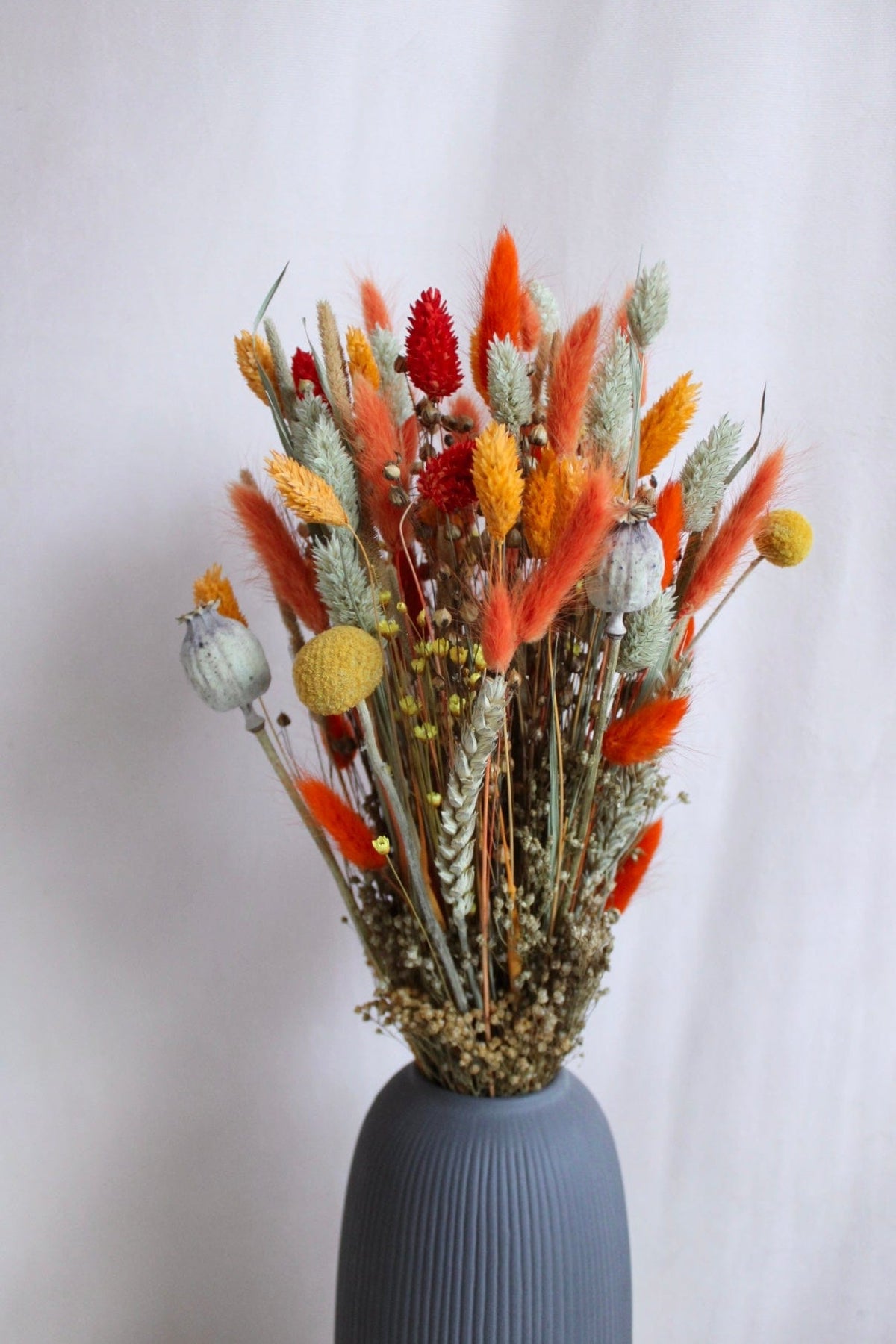 Vasenglück Trockenblumen Trockenblumenstrauss „No. 64“ in Orange & Gelb mit Mohn