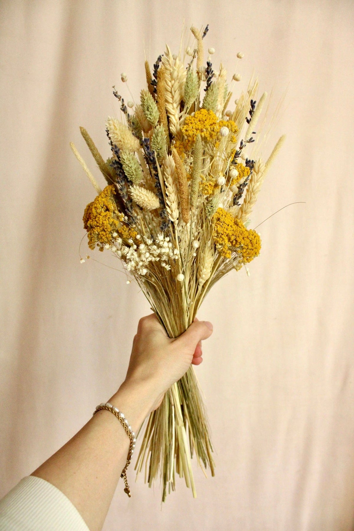 Vasenglück Trockenblumen Strauß ohne Vase Trockenblumenstrauss „No. 79“ Gelb mit Lavendel