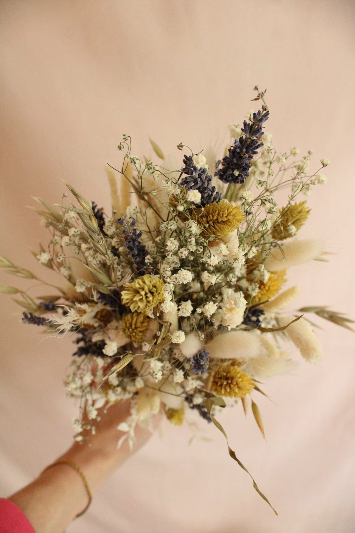Vasenglück Trockenblumen Trockenblumenstrauss „No. 84“ Gelb Grün mit Lavendel & Schleierkraut