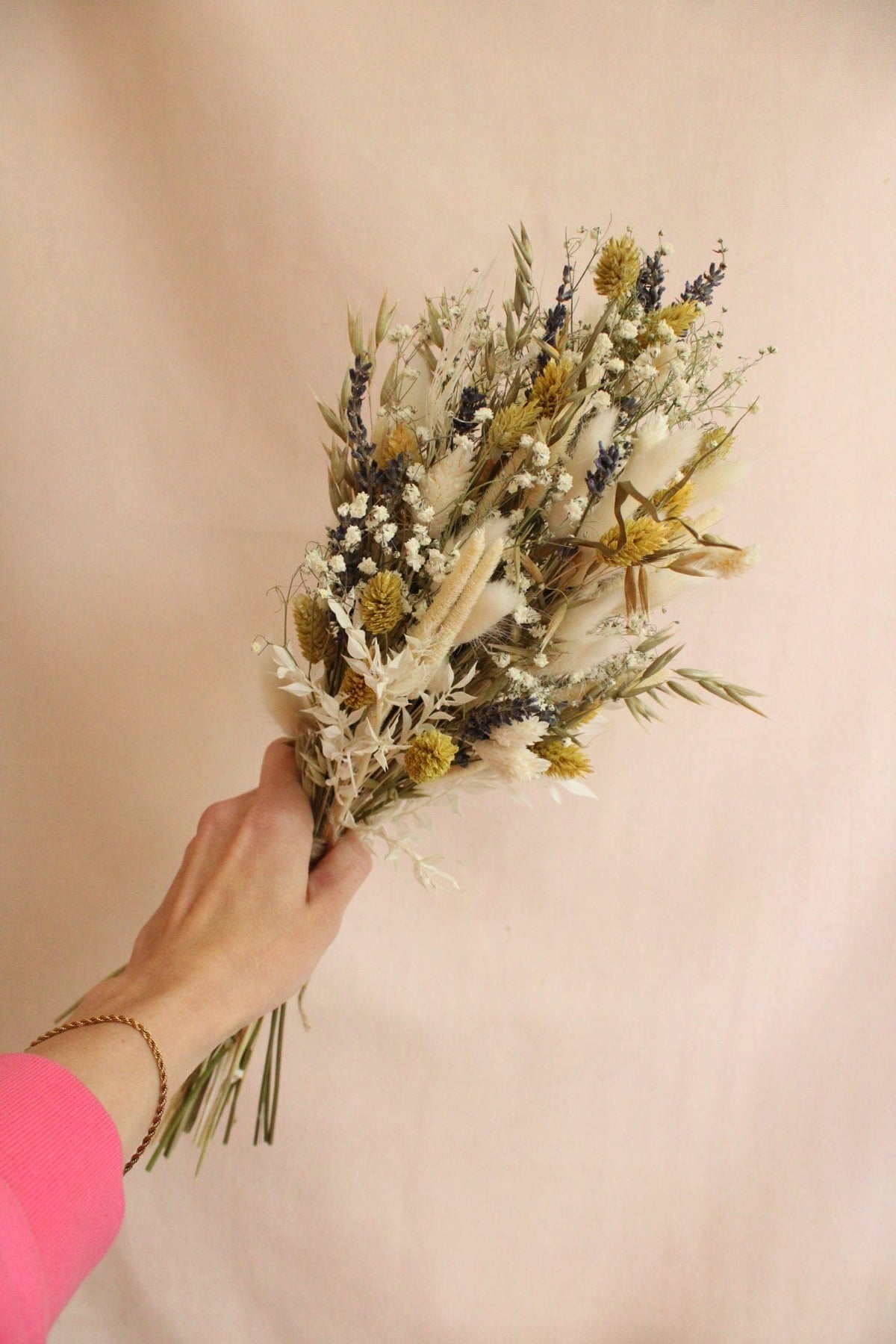Vasenglück Trockenblumen Trockenblumenstrauss „No. 84“ Gelb Grün mit Lavendel & Schleierkraut