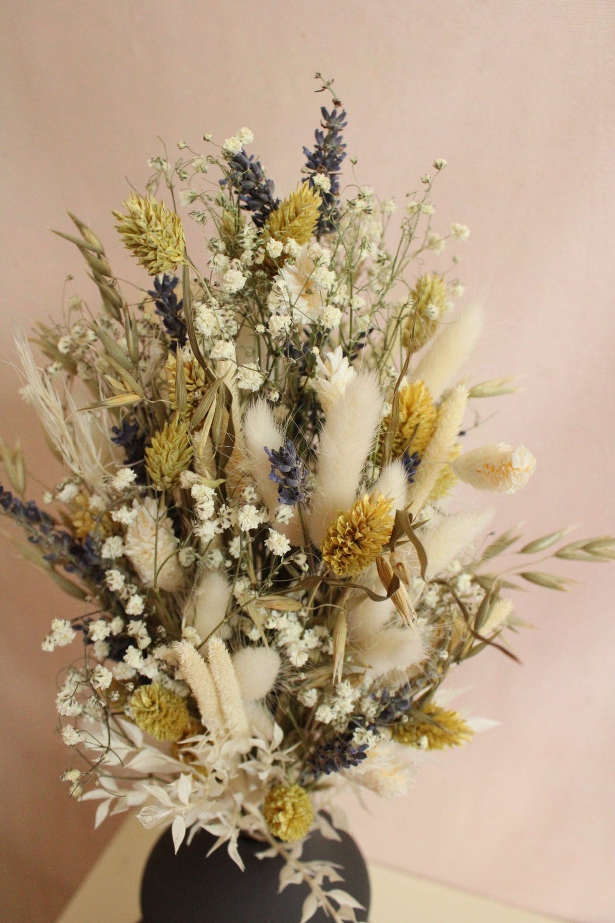Vasenglück Trockenblumen Trockenblumenstrauss „No. 84“ Gelb Grün mit Lavendel & Schleierkraut