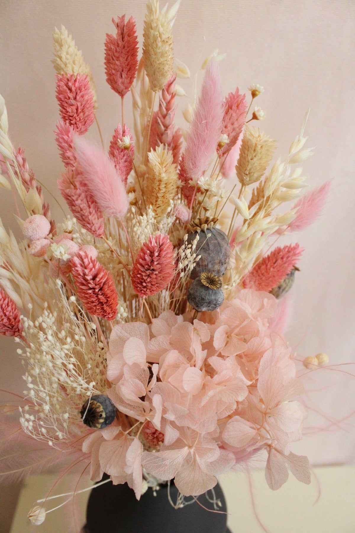 Vasenglück Trockenblumen Trockenblumenstrauss „No. 89“ in Rosa & Cremeweiß mit Hortensie