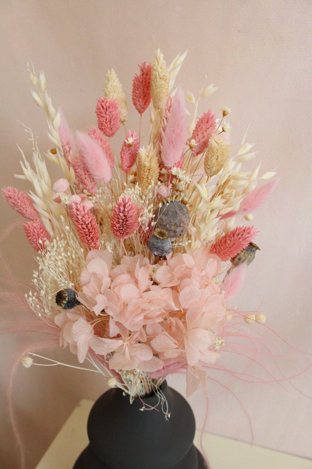 Vasenglück Trockenblumen Trockenblumenstrauss „No. 89“ in Rosa & Cremeweiß mit Hortensie