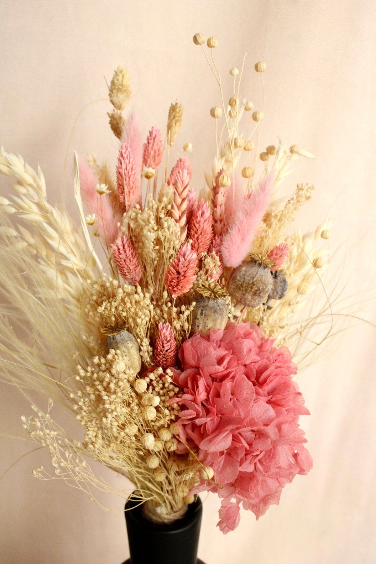 Vasenglück Trockenblumen Trockenblumenstrauss „No. 89“ in Rosa & Cremeweiß mit Hortensie